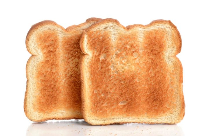 Toasted bread -- an example of what to eat after throwing up